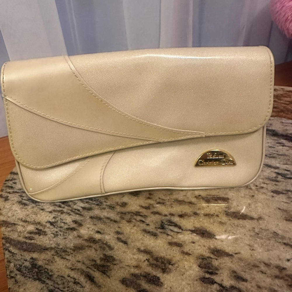 Christian Dior Cosmetics Pouch Cream‎ With Gold-Tone Hardware, Hollywood,Classic